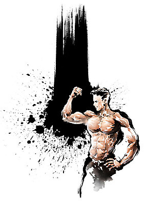 PSD 남자 포즈 몸매관리 일러스트 캘리그라피 근육 붓터치 건강 한명 운동 건강관리 헬스 몸매 번짐 열정 남자한명만 국내일러스트 1 감정 다이어트 관리 사람 남자만 파일형식 효과