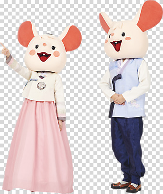 전신 편집이미지 응시 여자 명절 남자 새해 안내 누끼 손짓 20대 청년 성인 두명 앞모습 30대 귀여움 한국인 가리킴 쥐띠 쥐 한복 쥐캐릭터 PNG 동물탈 인형탈 흰쥐 성인만 편집소스 2020년 경자년 한국전통 전통 시선 기념일 뷰포인트 동물캐릭터 컨셉 모션 사람 동양인 장년 십이지신 설치류 전통의상 연도 탈 파일형식