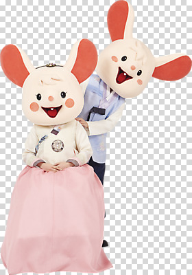 전신 편집이미지 여자 명절 남자 새해 서기 누끼 앉기 20대 청년 성인 두명 앞모습 30대 귀여움 한국인 쥐띠 쥐 한복 쥐캐릭터 PNG 동물탈 인형탈 흰쥐 성인만 어깨에손 편집소스 2020년 경자년 한국전통 전통 기념일 뷰포인트 동물캐릭터 컨셉 모션 사람 동양인 장년 십이지신 설치류 전통의상 연도 탈 파일형식