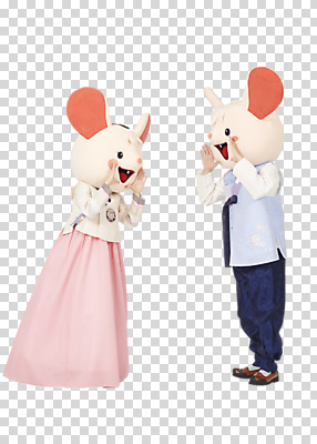 전신 편집이미지 여자 명절 남자 새해 서기 누끼 손짓 20대 청년 성인 두명 옆모습 30대 귀여움 외침 한국인 쥐띠 쥐 한복 쥐캐릭터 PNG 동물탈 인형탈 흰쥐 성인만 편집소스 2020년 경자년 한국전통 전통 기념일 뷰포인트 동물캐릭터 컨셉 모션 사람 동양인 장년 소리 십이지신 설치류 전통의상 연도 탈 파일형식