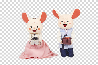 전신 편집이미지 여자 명절 남자 새해 들기 누끼 앉기 20대 청년 성인 두명 앞모습 30대 귀여움 한국인 쥐띠 쥐 한복 보따리 쥐캐릭터 PNG 동물탈 인형탈 흰쥐 성인만 편집소스 2020년 경자년 한국전통 전통 기념일 뷰포인트 동물캐릭터 컨셉 모션 사람 동양인 장년 십이지신 설치류 전통의상 연도 탈 파일형식