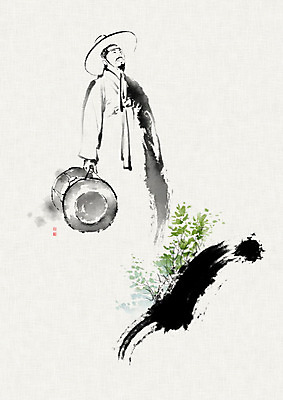 PSD 남자 일러스트 캘리그라피 붓터치 흑백 한명 사람 연주자 풀잎 전통의상 장구 번짐 양반 귀족 남자한복 선비 남자한명만 국내일러스트 갓모자 모자_잡화 1 전통 잎 타악기 전통소품 촬영기법 국악기 음악가 풀_식물 한복 신분 남자만 파일형식 효과