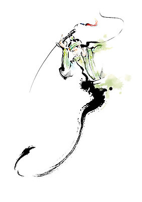 PSD 남자 일러스트 캘리그라피 붓터치 흑백 한명 사람 춤 칼 전통의상 번짐 머리장식 상투 양반 검술 검무 귀족 남자한복 선비 남자한명만 국내일러스트 갓모자 모자_잡화 1 전통 문화예술 전통소품 촬영기법 장식 한복 신분 남자만 파일형식 효과