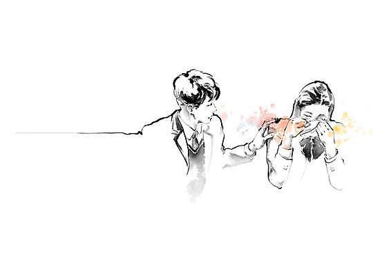 PSD 학생 여자 남자 교복 일러스트 캘리그라피 응원 청소년 붓터치 흑백 따뜻함 사람 두명 마음 울음 번짐 격려 위로 십대만 국내일러스트 옷 감정 모션 촬영기법 표정 파일형식 효과