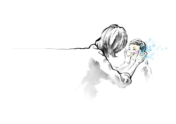 PSD 아들 어린이 일러스트 캘리그라피 응원 엄마 붓터치 흑백 따뜻함 사람 성인 두명 마음 반창고 번짐 격려 위로 국내일러스트 감정 가족 모션 촬영기법 의료용품 파일형식 효과