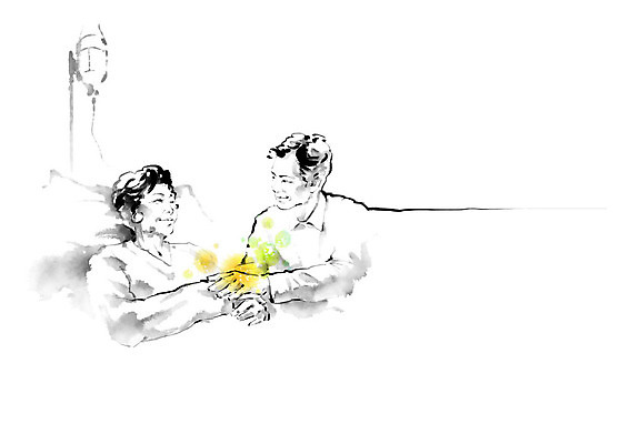 PSD 여자 할아버지 노년 남자 할머니 일러스트 캘리그라피 응원 붓터치 흑백 따뜻함 사람 연두색 노부부 환자 마음 링거 번짐 격려 위로 국내일러스트 부부 감정 의학 의료기기 모션 촬영기법 성인 초록색 파일형식 효과