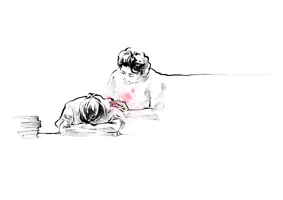 PSD 중년 일러스트 캘리그라피 응원 모녀 붓터치 흑백 따뜻함 피곤 사람 성인 책 마음 번짐 격려 위로 여자만 국내일러스트 딸 감정 컨셉 가족 모션 엄마 촬영기법 파일형식 효과