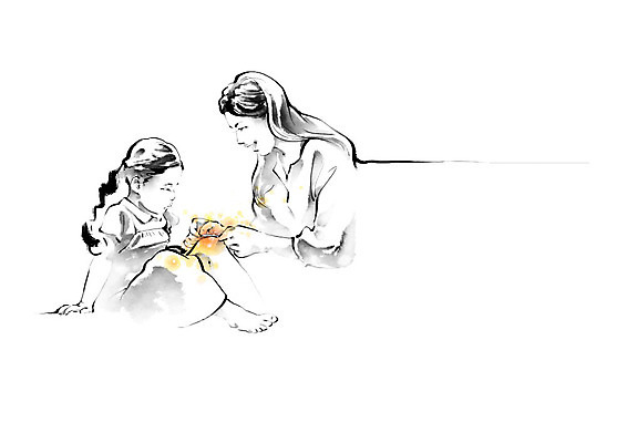 PSD 여자 어린이 일러스트 캘리그라피 응원 모녀 붓터치 흑백 따뜻함 사람 성인 마음 반창고 번짐 격려 위로 여자만 국내일러스트 딸 감정 가족 모션 엄마 촬영기법 의료용품 파일형식 효과