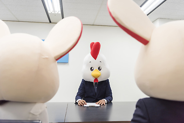 포토 JPG 여자 남자 실내 앉기 정장 상반신 20대 성인 앞모습 뒷모습 세명 30대 한국인 닭띠 닭 비즈니스맨 비즈니스우먼 쥐띠 쥐 동료 회의실 면접 닭캐릭터 쥐캐릭터 동물탈 면접관 흰쥐 성인만 2020년 경자년 국내포토 옷 뷰포인트 동물캐릭터 비즈니스 관계 모션 조류 사람 동양인 청년 내부 장년 십이지신 직장인 설치류 연도 탈 파일형식