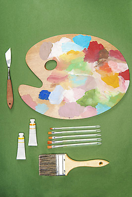 포토 JPG 스튜디오촬영 실내 미술 사람없음 하이앵글 컬러풀 여러개 물감 붓 팔레트 오브젝트 그림 페인트붓 미술교육 창의력 창의성 플랫레이 물감나이프 수채화물감 국내포토 교육 뷰포인트 컬러 다수 문화예술 내부 미술도구 플랫 파일형식