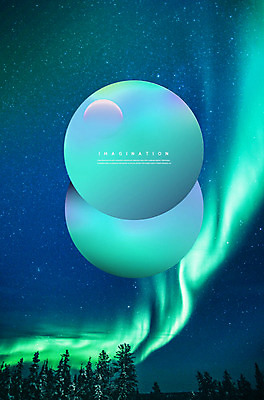 PSD 나무 편집이미지 별 야경 상상 하늘 사람없음 원형 신비 오로라 상상력 카피스페이스 초현실주의 이미지편집 자연요소 도형 식물 컨셉 자연현상 공백 야간 파일형식 풍경_경치