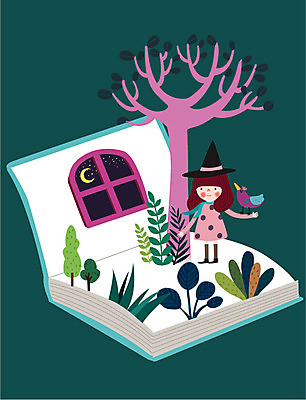 나무 동물 라이프스타일 별 어린이 일러스트 창문 상상 조류 밤하늘 동화 한명 책 친구 판타지 꿈 풀잎 야간 초승달 동심 국내일러스트 AI파일 자연요소 식물 1 잎 관계 하늘 사람 생활 달 풀_식물 파일형식 벡터