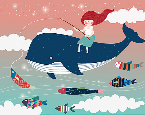 동물 구름 라이프스타일 어린이 일러스트 상상 하늘 동화 어류 한명 친구 반짝임 판타지 꿈 낚싯대 고래 동심 국내일러스트 AI파일 자연요소 1 포유류 관계 모션 사람 생활 수중동물 낚시용품 파일형식 벡터