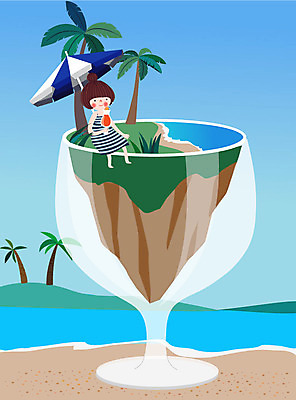 동물 라이프스타일 바다 와인잔 일러스트 상상 동화 한명 사람 소녀 해변 여름 친구 판타지 컬러풀 야자수 주스 꿈 파라솔 소녀한명만 동심 국내일러스트 AI파일 나무 1 계절 여자 음료 어린이 컬러 술잔 관계 생활 여자한명만 소녀만 파일형식 벡터