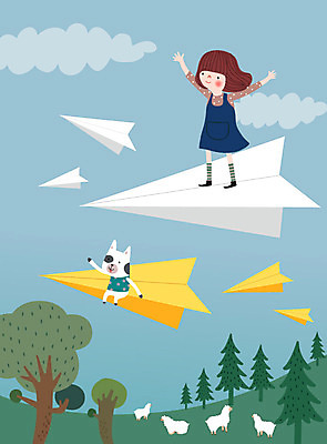 나무 동물 구름 라이프스타일 일러스트 상상 동화 한명 사람 소녀 초원 친구 판타지 컬러풀 꿈 양 종이비행기 소녀한명만 동심 국내일러스트 AI파일 자연요소 식물 1 여자 어린이 컬러 포유류 관계 생활 종이접기 여자한명만 소녀만 파일형식 벡터