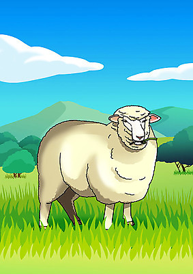 PSD 한마리 야생동물 일러스트 자연 초원 사람없음 양 풀 보호 동물보호 야생동물보호 국내일러스트 식물 동물 1 컨셉 포유류 사회이슈 생태계 파일형식