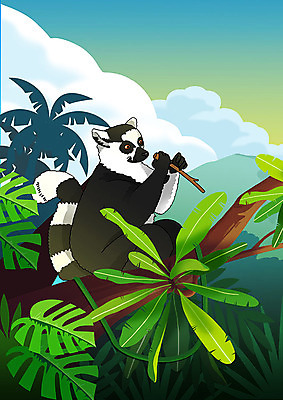 PSD 나무 한마리 야생동물 일러스트 자연 사람없음 야자수 나뭇가지 보호 동물보호 열대나무 야자수잎 야생동물보호 여우원숭이 국내일러스트 식물 동물 1 컨셉 잎 원숭이 사회이슈 생태계 파일형식