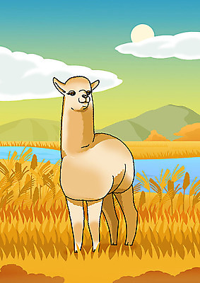 PSD 한마리 야생동물 일러스트 자연 갈대 초원 사람없음 강 보호 동물보호 알파카 야생동물보호 국내일러스트 식물 동물 1 컨셉 사회이슈 생태계 파일형식