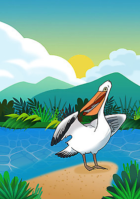 PSD 한마리 야생동물 바다 일러스트 자연 산 사람없음 모래사장 풀 보호 펠리컨 동물보호 야자수잎 야생동물보호 국내일러스트 식물 동물 1 컨셉 잎 조류 사회이슈 생태계 파일형식