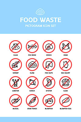 아이콘 조개 새우 사람없음 픽토그램 금지 꽃게 굴 내장 복어 소라 가재 픽토그램아이콘 홍합 멍게 바지락 생선가시 음식물쓰레기 집게발 2D아이콘 AI파일 어패류 갑각류 어류 바다동물 게 쓰레기 파일형식 벡터