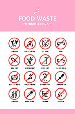 아이콘 뼈 털 사람없음 픽토그램 손상 금지 닭 돼지 소 픽토그램아이콘 족발 닭발 동물뼈 우족 음식물쓰레기 2D아이콘 AI파일 컨셉 포유류 조류 육류 돼지고기 쓰레기 파일형식 벡터
