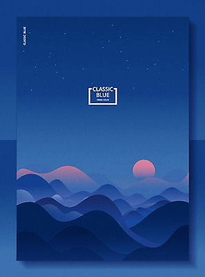 포스터 별 일러스트 밤하늘 산 사람없음 태양 클래식블루 트렌드컬러 국내일러스트 AI파일 자연요소 컬러 하늘 파란색 야간 파일형식 벡터 트랜드컬러