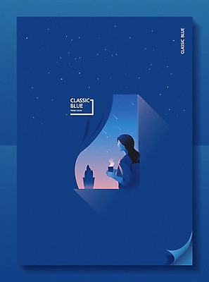 여자 포스터 별 일러스트 창문 밤하늘 한명 커튼 야간 유성 창밖 여자한명만 클래식블루 트렌드컬러 국내일러스트 AI파일 자연요소 1 컬러 하늘 사람 파란색 여자만 파일형식 벡터 트랜드컬러