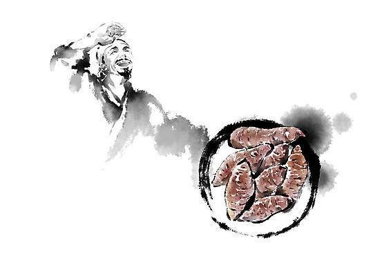 PSD 남자 채소 일러스트 캘리그라피 붓터치 흑백 한명 사람 농작물 기쁨 농부 한복 고구마 번짐 신토불이 남자한명만 로컬푸드 국내일러스트 직업 1 한국전통 감정 농업 뿌리채소 촬영기법 농산물 전통의상 남자만 파일형식 효과