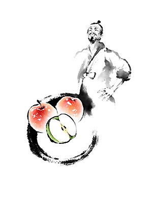 PSD 남자 채소 일러스트 캘리그라피 붓터치 흑백 한명 사람 농작물 기쁨 사과 농부 한복 번짐 신토불이 남자한명만 로컬푸드 국내일러스트 직업 1 한국전통 감정 농업 과일 촬영기법 농산물 전통의상 남자만 파일형식 효과