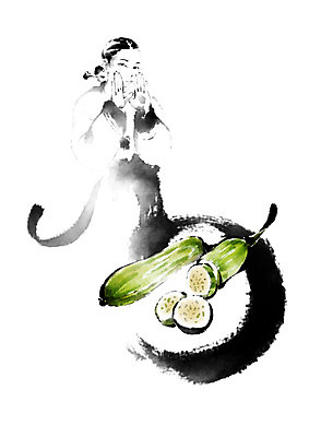 PSD 여자 채소 일러스트 캘리그라피 붓터치 흑백 한명 사람 농작물 기쁨 한복 주부 번짐 애호박 신토불이 여자한명만 로컬푸드 국내일러스트 1 한국전통 감정 농업 호박 촬영기법 농산물 전통의상 여자만 파일형식 효과