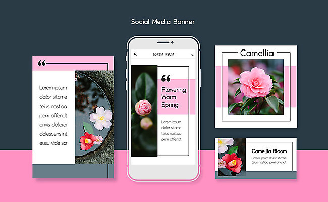PSD 템플릿 배너템플릿 꽃 ZIP 분홍색 웹템플릿 디자인시안 모바일 사람없음 세트 봄 모바일템플릿 모바일웹 동백 소셜네트워크 소셜미디어 웹배너 모바일앱 SNS배너 모바일페이지 이미지템플릿 식물 배너 계절 컬러 페이지 파일형식