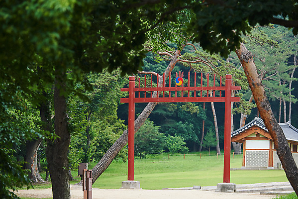 포토 JPG 주간 나무 한국전통 여행 유적지 풍경 사람없음 야외 여름 관광지 세계문화유산 문화재 역사 한국사 조선시대 인조 조선왕릉 홍살문 파주 파주장릉 인열왕후 국내포토 자연요소 식물 전통 계절 고건축 한국 왕 전통문 경기도 왕릉 파일형식 왕후