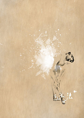 PSD 여자 일러스트 캘리그라피 붓터치 한명 갈색 발레 발레리나 번짐 발레동작 베이지색 여자한명만 국내일러스트 1 컬러 포즈 사람 춤 여자만 파일형식 효과