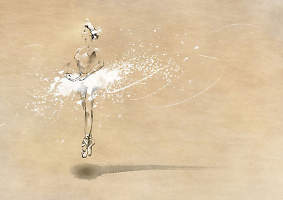 PSD 여자 일러스트 캘리그라피 붓터치 한명 갈색 점프 발레 발레리나 번짐 발레동작 베이지색 여자한명만 국내일러스트 1 컬러 포즈 모션 사람 춤 여자만 파일형식 효과