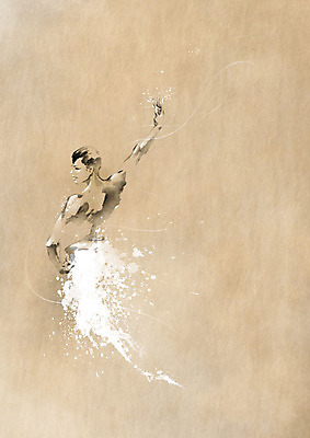 PSD 남자 일러스트 캘리그라피 붓터치 한명 갈색 발레 번짐 발레동작 발레리노 베이지색 남자한명만 국내일러스트 1 컬러 포즈 사람 춤 남자만 파일형식 효과