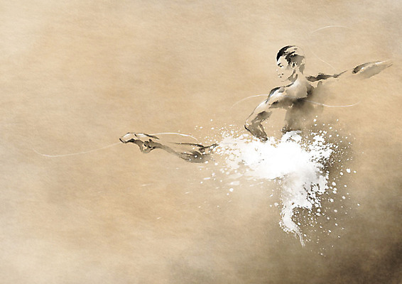 PSD 남자 일러스트 캘리그라피 근육 붓터치 한명 갈색 발레 번짐 발레동작 발레리노 베이지색 남자한명만 국내일러스트 1 컬러 포즈 사람 춤 남자만 파일형식 효과