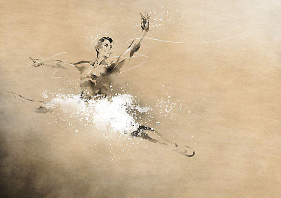 PSD 남자 일러스트 캘리그라피 근육 붓터치 한명 갈색 점프 발레 번짐 발레동작 발레리노 베이지색 남자한명만 국내일러스트 1 컬러 포즈 모션 사람 춤 남자만 파일형식 효과