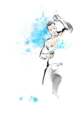 PSD 남자 일러스트 캘리그라피 붓터치 한명 파란색 뷰티 화장품 뿌리기 즐거움 번짐 데오드란트 남자한명만 그루밍족 겨드랑이 국내일러스트 1 감정 컬러 모션 사람 신체부위 남자만 파일형식 효과