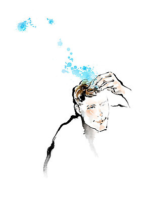 PSD 남자 일러스트 캘리그라피 붓터치 한명 파란색 뷰티 머리카락 즐거움 번짐 헤어관리 남자한명만 그루밍족 국내일러스트 1 감정 컬러 사람 머리 남자만 파일형식 효과