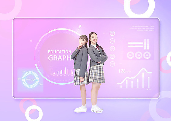 전신 PSD 편집이미지 여자 교육 교복 분홍색 청소년 그래프 두명 10대 팔짱 한국인 원형 스마트 청소년교육 에듀 에듀케이션 십대여자만 카피스페이스 스쿨팩 이미지편집 도형 옷 컬러 컨셉 모션 사람 동양인 공백 여자만 십대만 파일형식