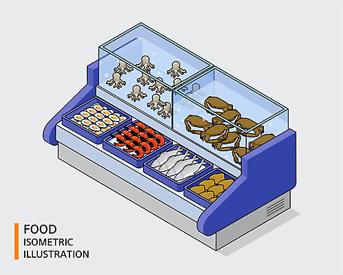 일러스트 조개 새우 어류 사람없음 전시 게 수조 해산물 홍합 아이소메트릭 생선가게 주꾸미 국내일러스트 AI파일 어패류 연체동물 갑각류 상점 수중동물 파일형식 벡터