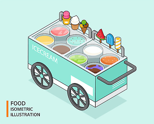 음식 일러스트 사람없음 컬러풀 콘아이스크림 아이소메트릭 과일아이스크림 막대아이스크림 아이스크림가게 아이스크림차 컵아이스크림 국내일러스트 AI파일 컬러 아이스크림 특수차량 아이스크림장사 파일형식 벡터