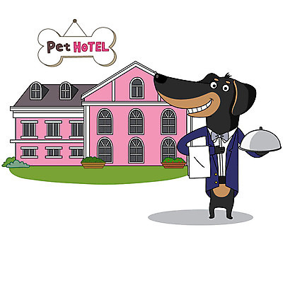 동물 한마리 일러스트 사람없음 반려동물 컬러풀 귀여움 강아지 웨이터 애완호텔 국내일러스트 AI파일 직업 1 컬러 컨셉 호텔 개 파일형식 벡터