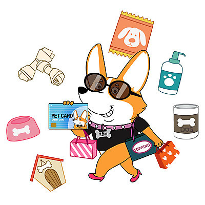 동물 한마리 일러스트 사람없음 반려동물 쇼핑 컬러풀 쇼핑백 귀여움 신용카드 강아지 애견용품 개집 개껌 개밥그릇 국내일러스트 AI파일 1 그릇 컬러 컨셉 가방 금융 개 파일형식 벡터 반려용품