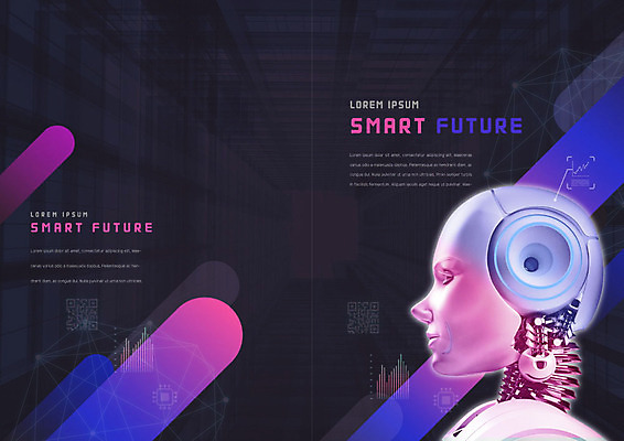 PSD 템플릿 표지디자인 북디자인 출판디자인 표지 산업 리플렛 분홍색 북커버 미래 팜플렛 사람없음 보라색 스마트 로봇 미래산업 AI_인공지능 이미지템플릿 컬러 컨셉 파일형식