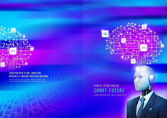 도형 PSD 템플릿 표지디자인 북디자인 출판디자인 표지 산업 리플렛 북커버 미래 정장 팜플렛 사람없음 파란색 빛 스마트 로봇 뇌 미로 미래산업 AI_인공지능 이미지템플릿 옷 컬러 컨셉 파일형식