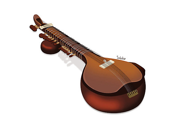 PSD 악기 음악 일러스트 현악기 사람없음 한개 오브젝트 서양악기 디테일 수르바하르 국내일러스트 1 문화예술 파일형식 발현악기