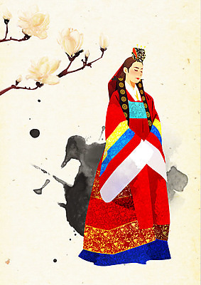 PSD 나무 한국전통 전통 여자 결혼 일러스트 붓터치 수묵화 한명 사람 한복 전통혼례 노리개 질감 저고리 부드러움 혼례복 뷰티풀 여자한명만 국내일러스트 식물 1 전통소품 한국 미술 이벤트 감각 전통의상 전통의례 여자만 파일형식