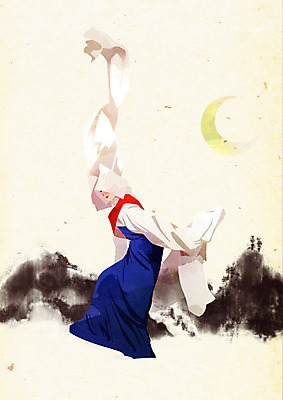 PSD 나무 한국전통 전통 여자 일러스트 붓터치 수묵화 한명 사람 한복 전통무용 노리개 질감 저고리 부드러움 뷰티풀 여자한명만 국내일러스트 식물 1 전통소품 한국 미술 춤 감각 전통의상 여자만 파일형식