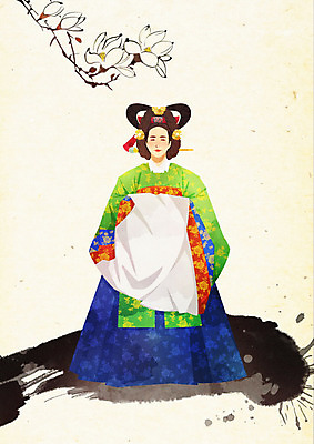 PSD 나무 한국전통 전통 여자 꽃 결혼 일러스트 붓터치 수묵화 한명 사람 한복 노리개 질감 저고리 부드러움 혼례복 뷰티풀 여자한명만 국내일러스트 식물 1 전통소품 한국 미술 이벤트 감각 전통의상 여자만 파일형식